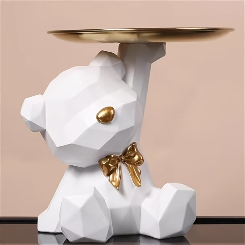 HappyBear Plateau Décoratif – Organisateur Ludique en Résine pour Chaque Espace