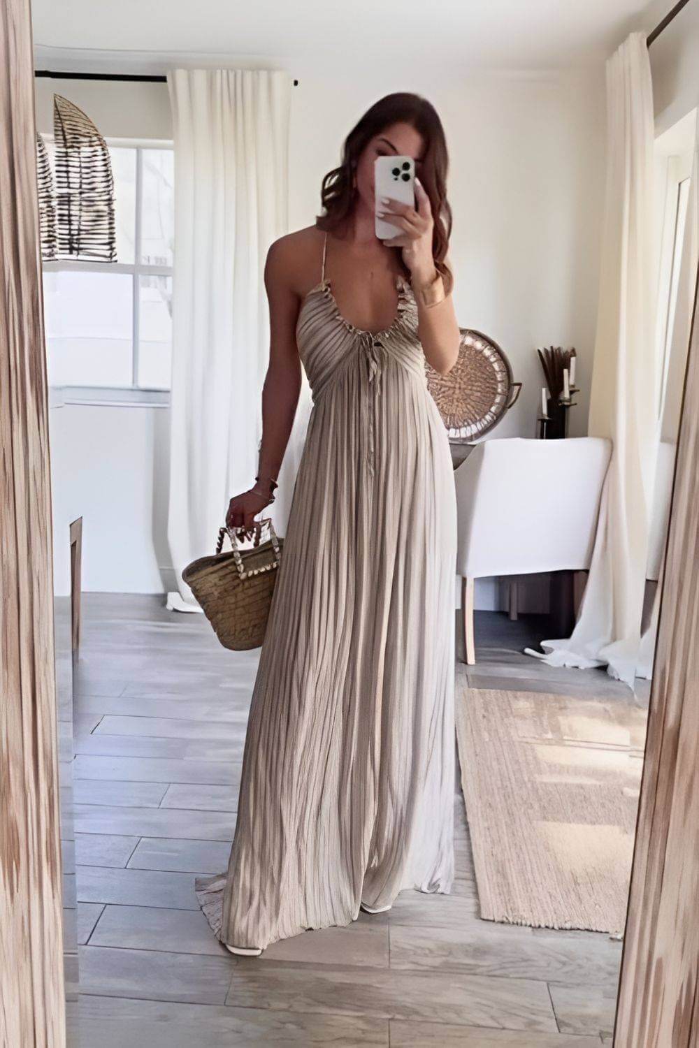 Lanie - Robe maxi plissée chic