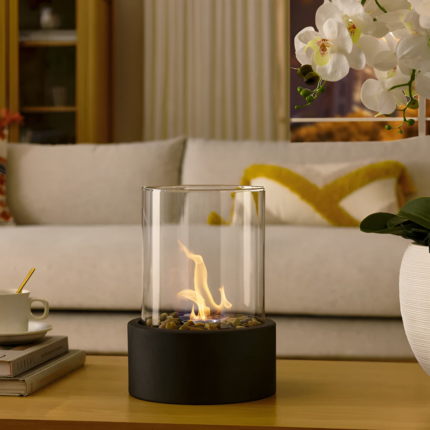 SleekFlame Cheminée de table – Flamme élégante, portable et propre pour l'intérieur et l'extérieur