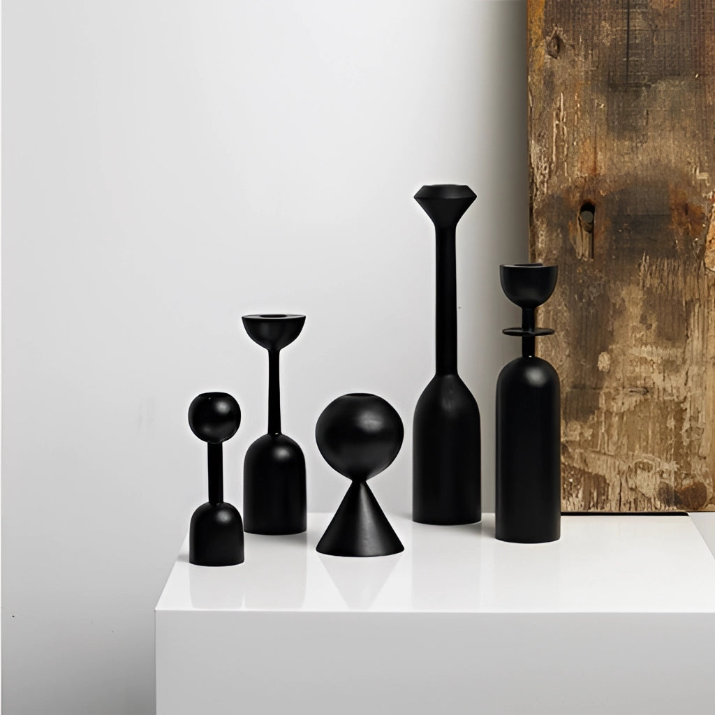 Ensemble minimaliste de bougeoirs nordiques – Accessoire élégant pour le salon et la chambre