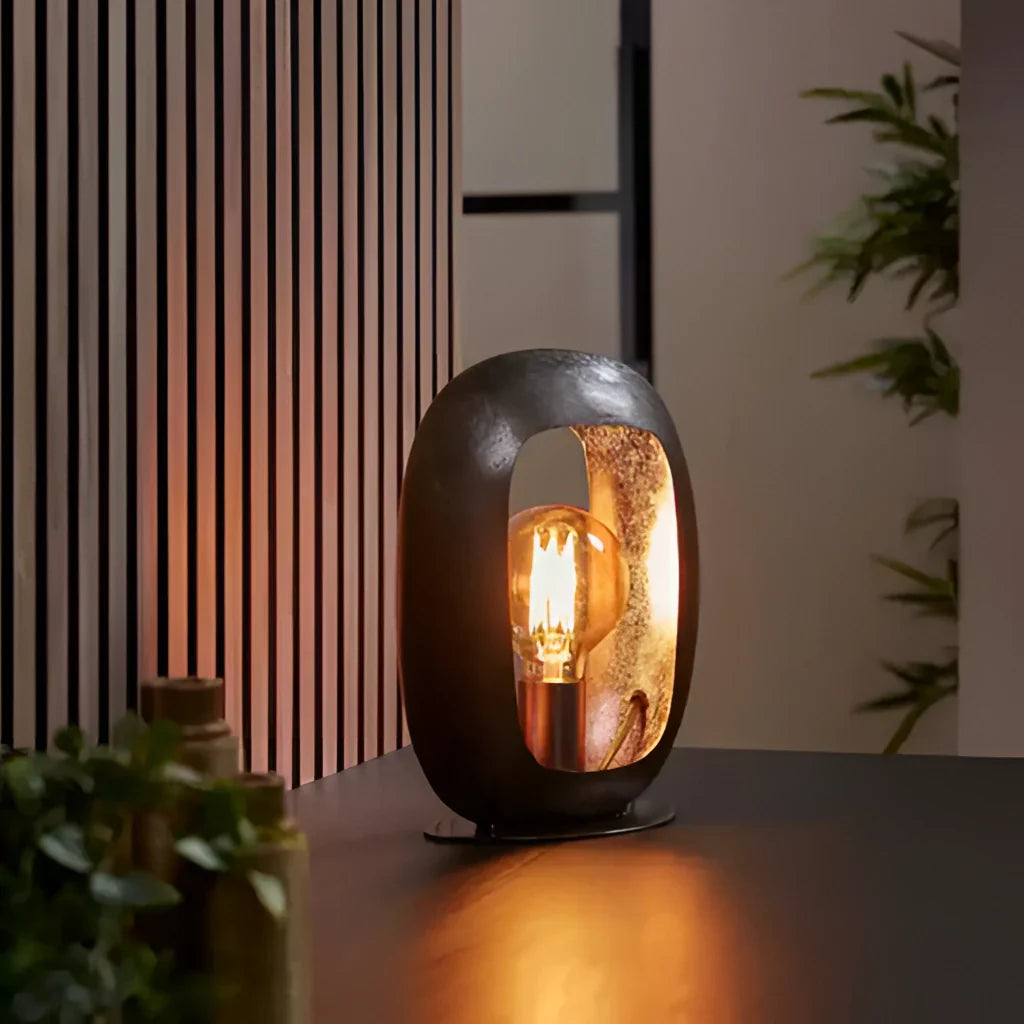Lampe de table en métal de style vintage avec finition en nickel noir élégant – disponible en petit, moyen et grand