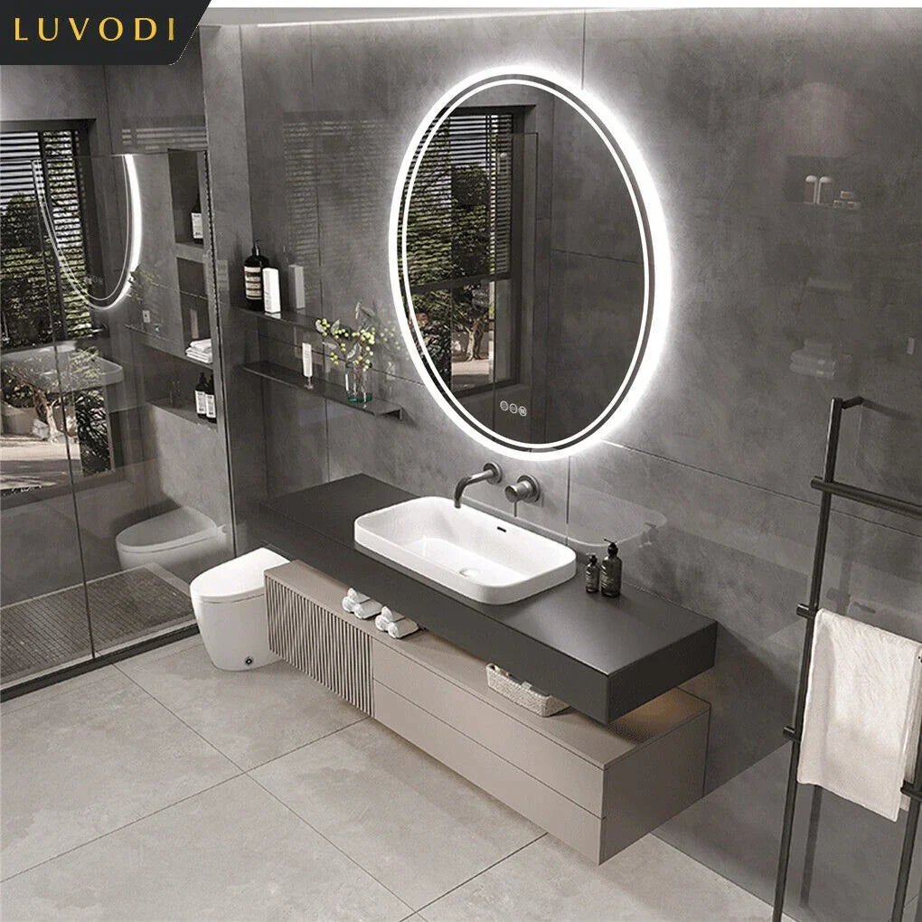 Miroir de salle de bain LED intelligent – Anti-buée, commande tactile et lumière dimmable