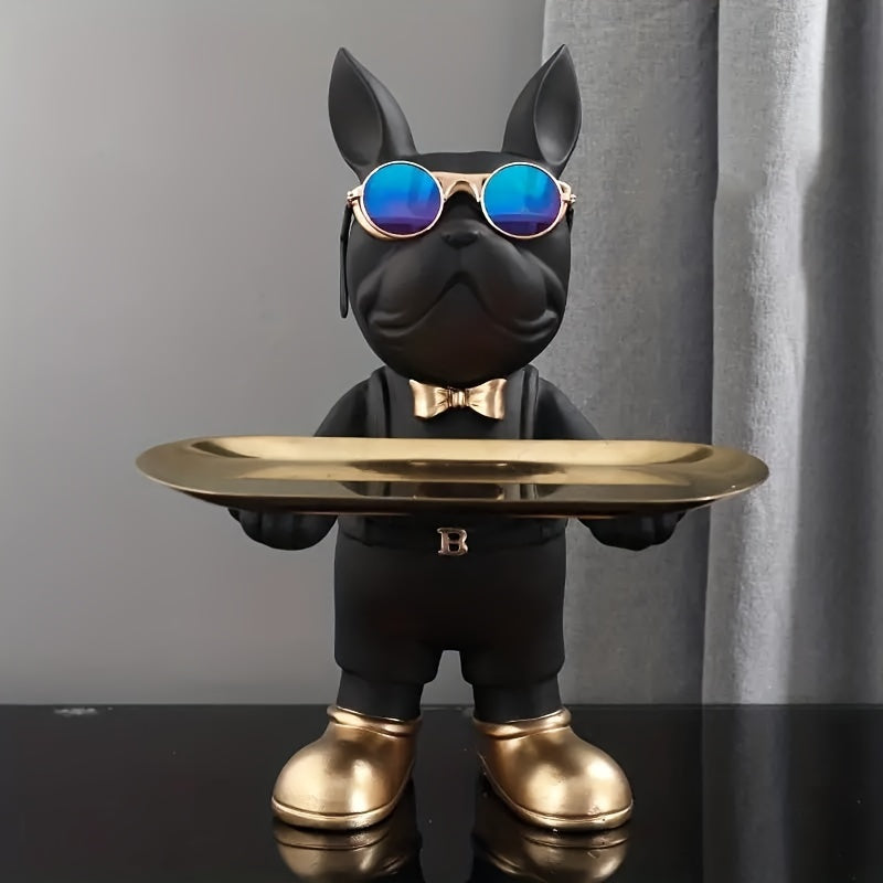 Porte-clés Jan Bulldog Français Sculpture – Plateau en résine artistique pour clés et décoration