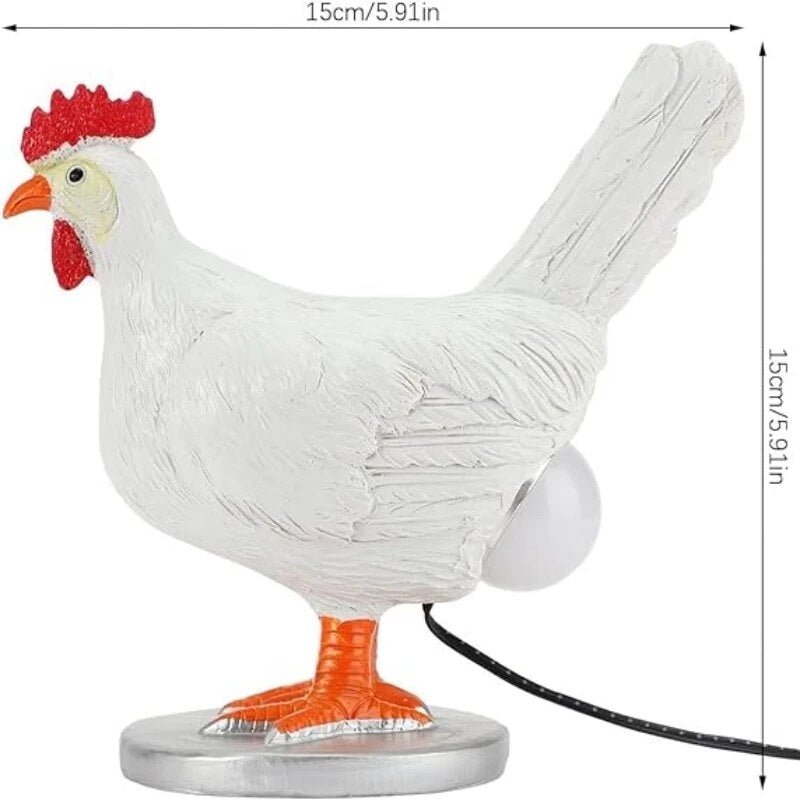 Lampe de table Jasper en forme de poule - Luminaire décoratif LED original, fonctionnant sur piles, design compact