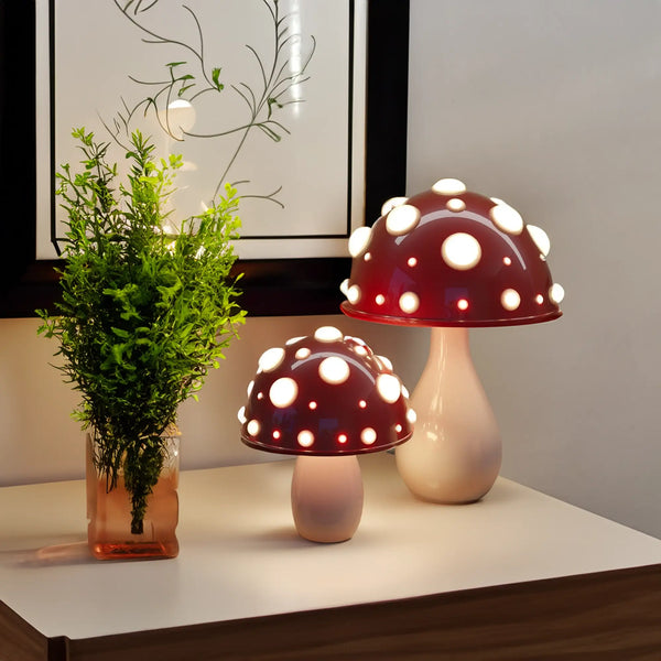Lina Lampe de Table LED – Design Unique en Forme de Champignon, Atmosphère Chaleureuse, Filaire & Sans Fil, Lumière Dimmable