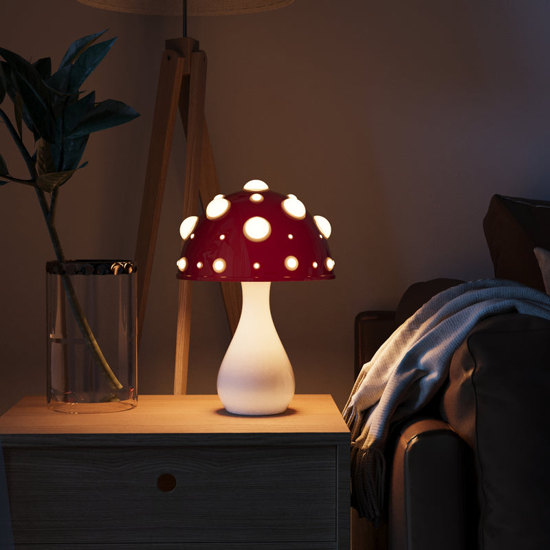 Lina Lampe de Table LED – Design Unique en Forme de Champignon, Atmosphère Chaleureuse, Filaire & Sans Fil, Lumière Dimmable