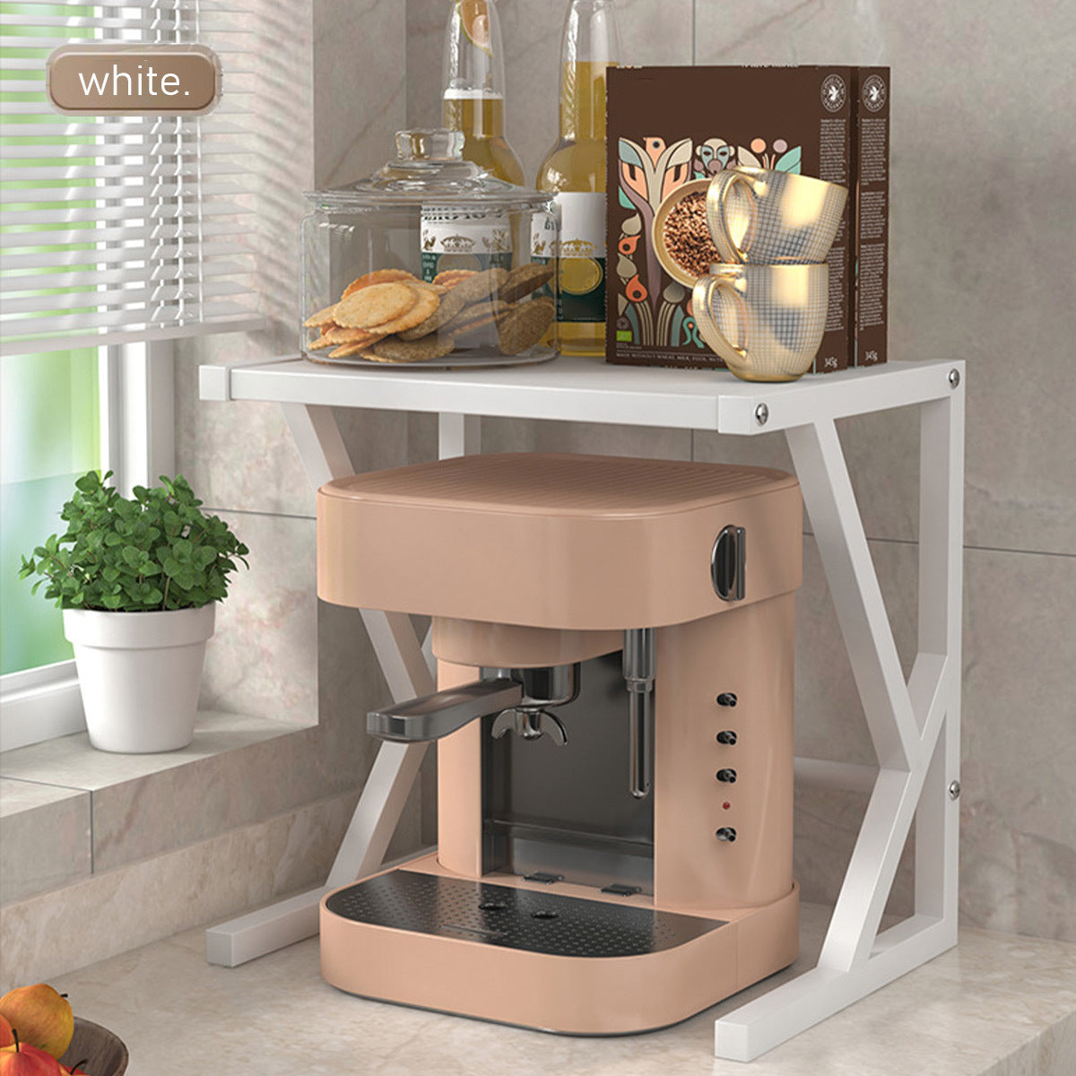 Étagère de rangement à micro-ondes à deux niveaux Loy – Organisateur de cuisine gain de place