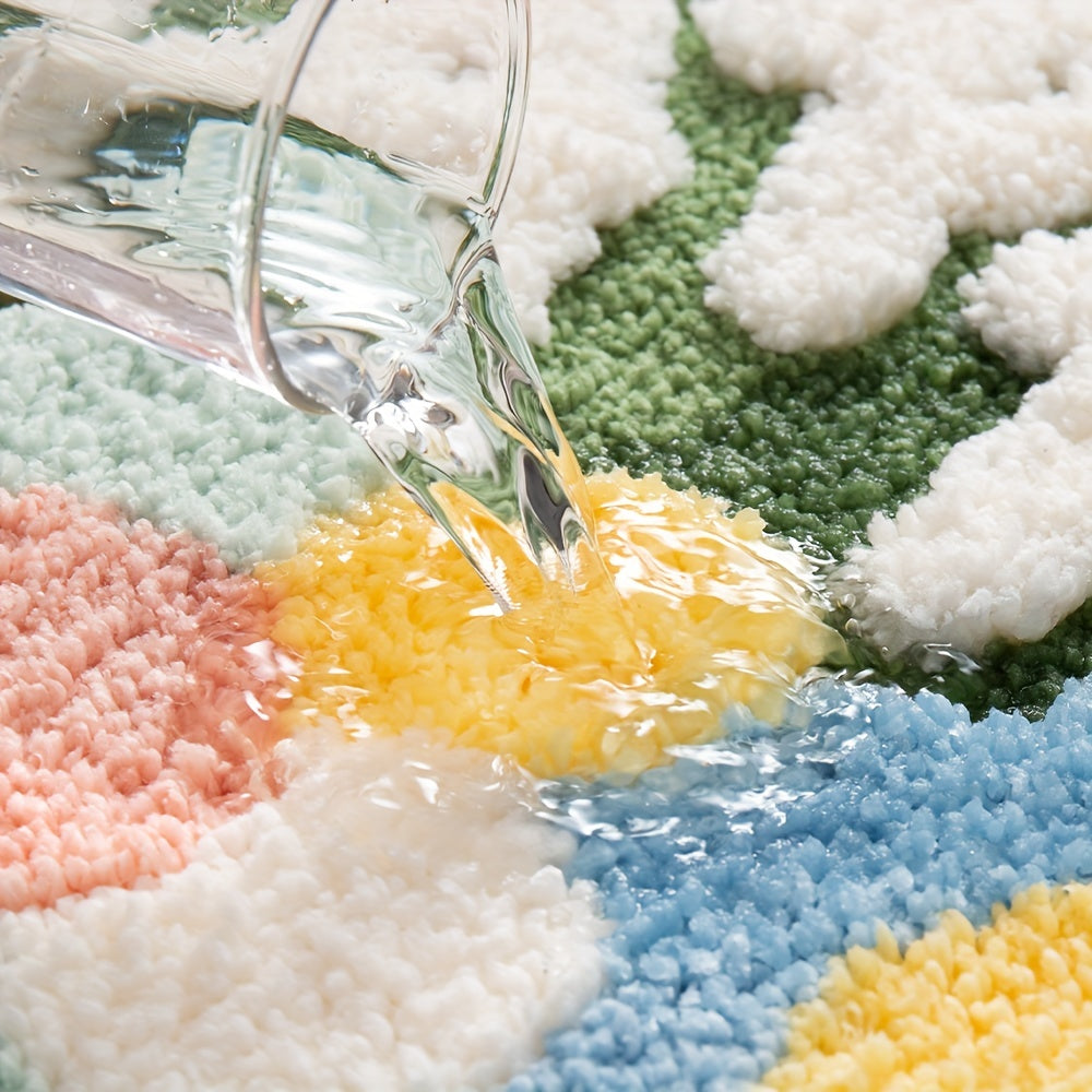 Tapis de bain en peluche Luca avec un élégant motif floral – Confort & absorption rapide de l'humidité