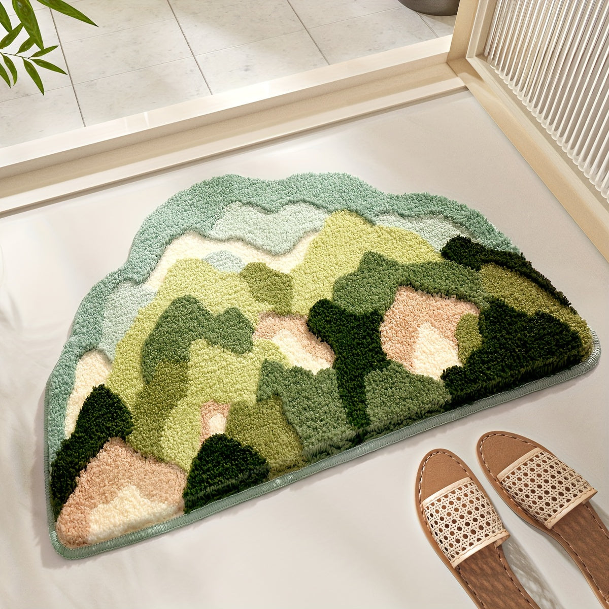 Tapis de bain en peluche Luca avec un élégant motif floral – Confort & absorption rapide de l'humidité
