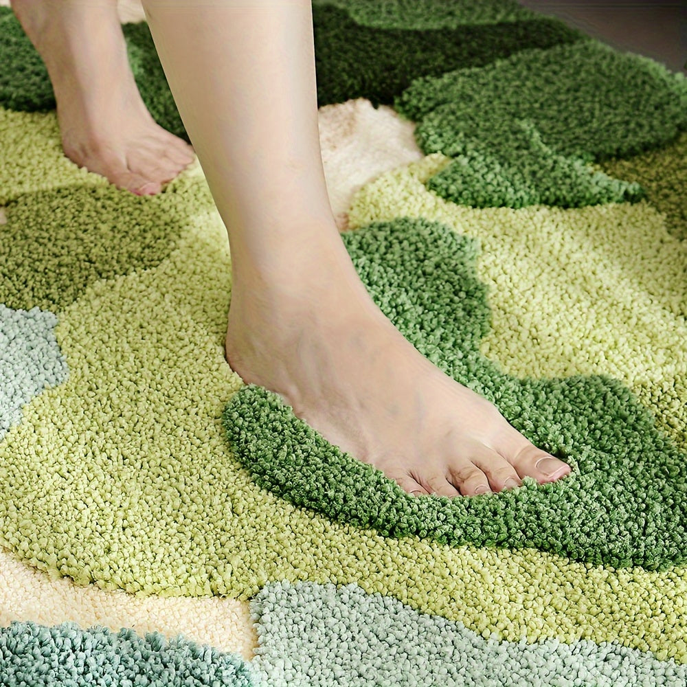 Tapis de bain en peluche Luca avec un élégant motif floral – Confort & absorption rapide de l'humidité
