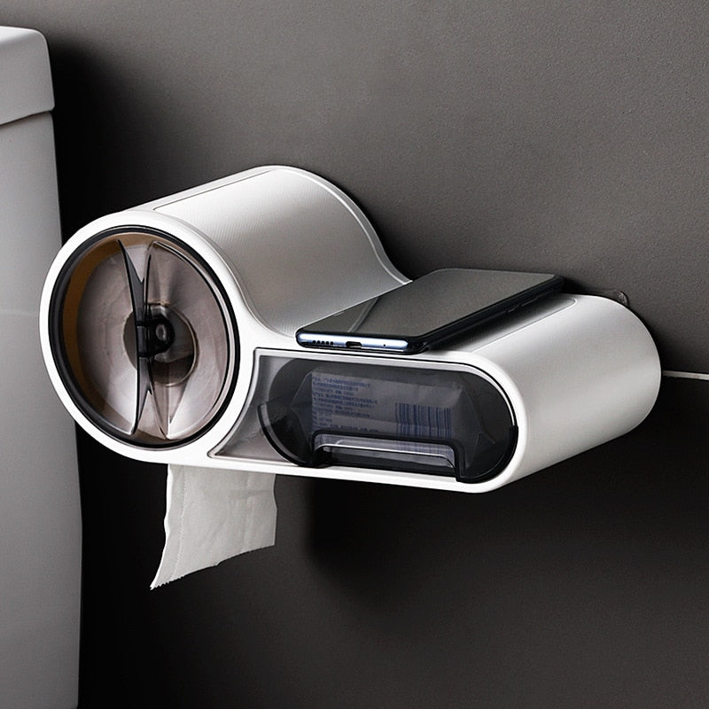 LuxeHold Porte-papier toilette multifonctionnel – Étanche et facile à installer