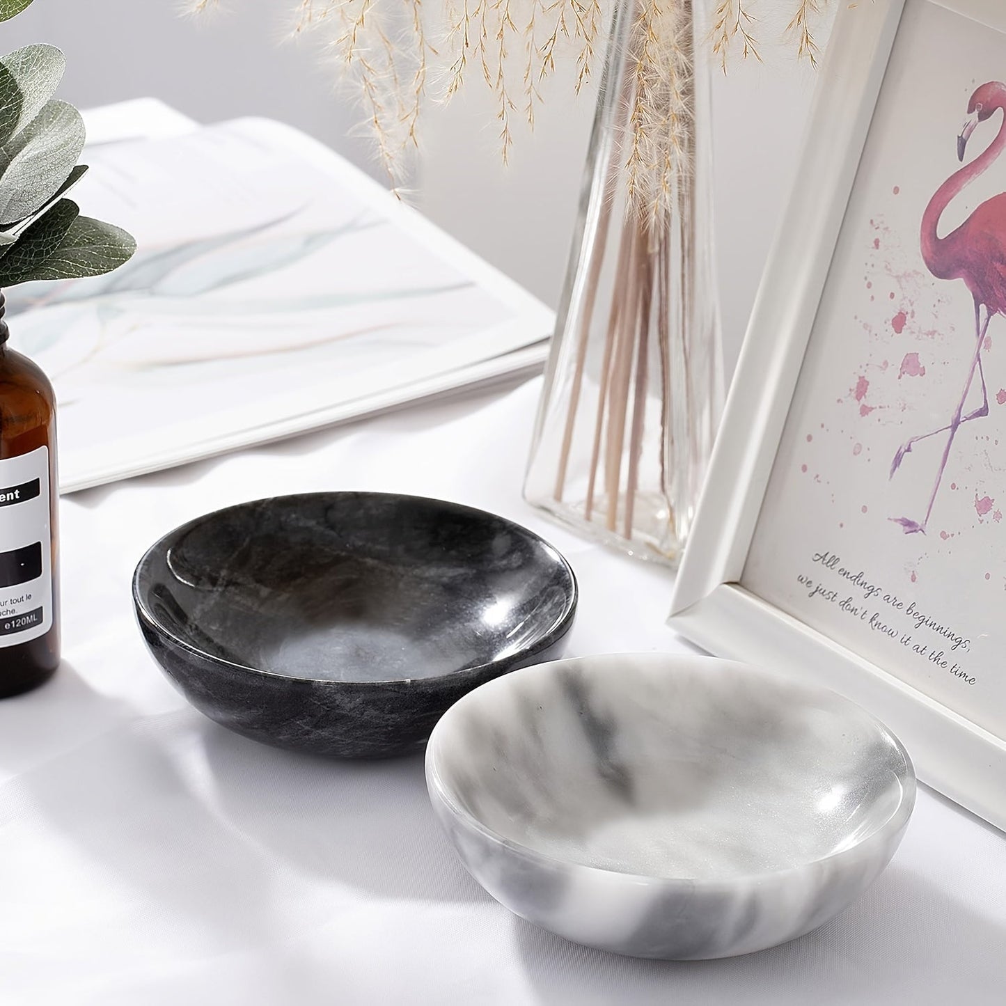 Bol décoratif en marbre MarbleServe avec motif nuage – Polyvalent et inoxydable pour la décoration intérieure