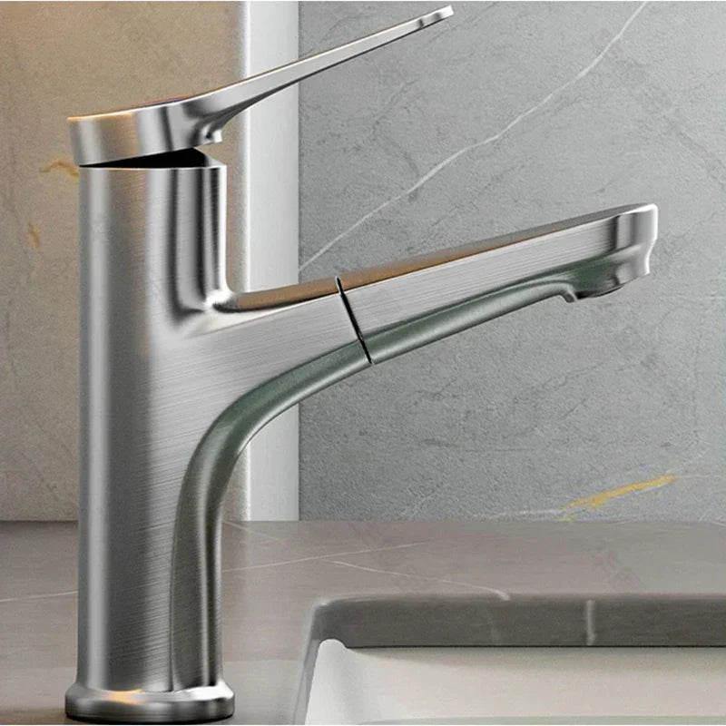 Robinet de salle de bain moderne – Mitigeur à levier unique avec fonction extractible et vanne en céramique