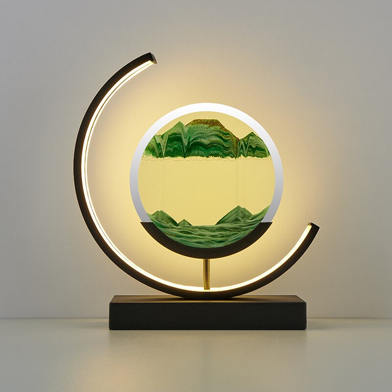 Lampe de table Montana Quicksand – Lampe moderne en sable 3D avec lumière LED apaisante, rotative pour des motifs dynamiques