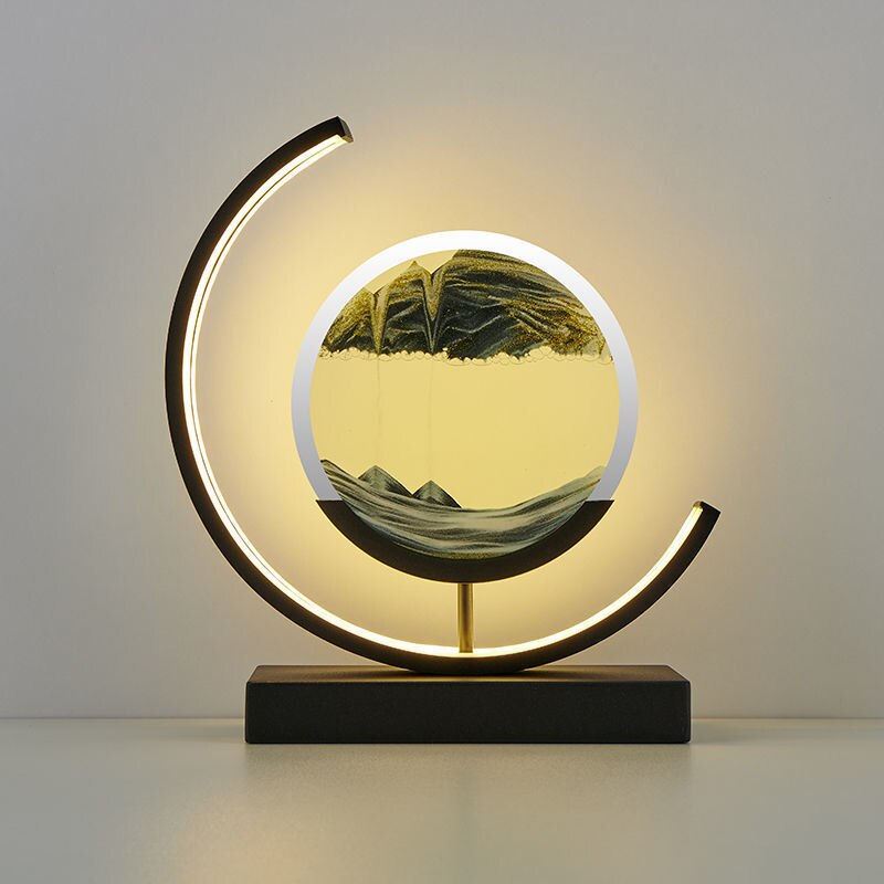 Lampe de table Montana Quicksand – Lampe moderne en sable 3D avec lumière LED apaisante, rotative pour des motifs dynamiques