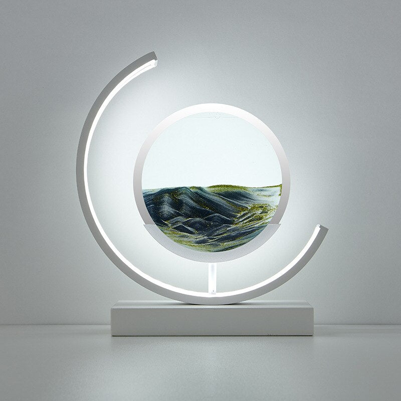 Lampe de table Montana Quicksand – Lampe moderne en sable 3D avec lumière LED apaisante, rotative pour des motifs dynamiques