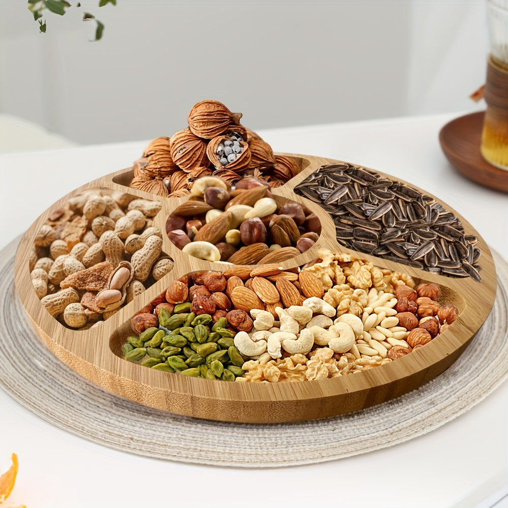 Plateau de service rond en bambou durable – Idéal pour les collations, les fruits et plus encore