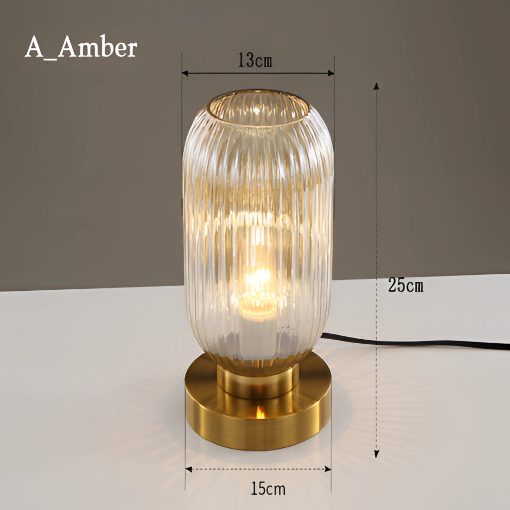 Lampe de Table Nordic Amber – Lampe en Verre au Design Moderne, 40W LED