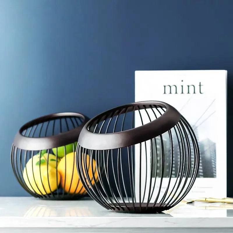 Panier de Fruits Nordique – Élégant Bol de Rangement en Fer pour Cuisine et Salle à Manger