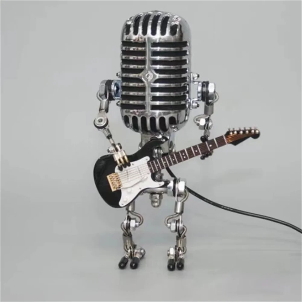 Lampe Robot Retro avec Guitare – Lampe de Table Décorative Unique pour une Atmosphère Conviviale