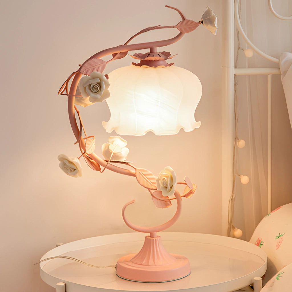 RosaGlo Lampe Élégante en Roses – Éclairage LED avec Fleurs Enfermées pour Décor de Chambre