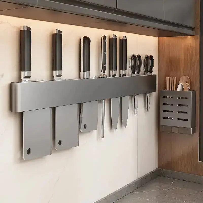 Support de couteaux en acier inoxydable – Organisateur durable pour mur ou plan de travail