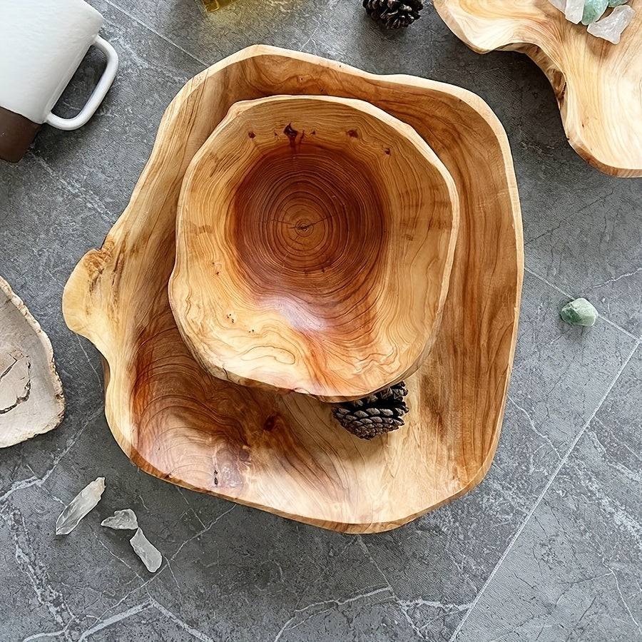Bol à Snacks et Fruits RusticWood – Design authentique et durable en bois massif pour votre intérieur