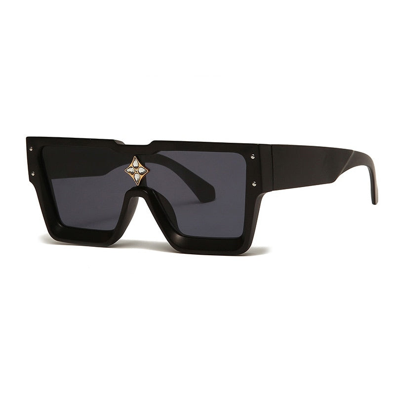 Lunettes de soleil carrées surdimensionnées avec cadre en cristal