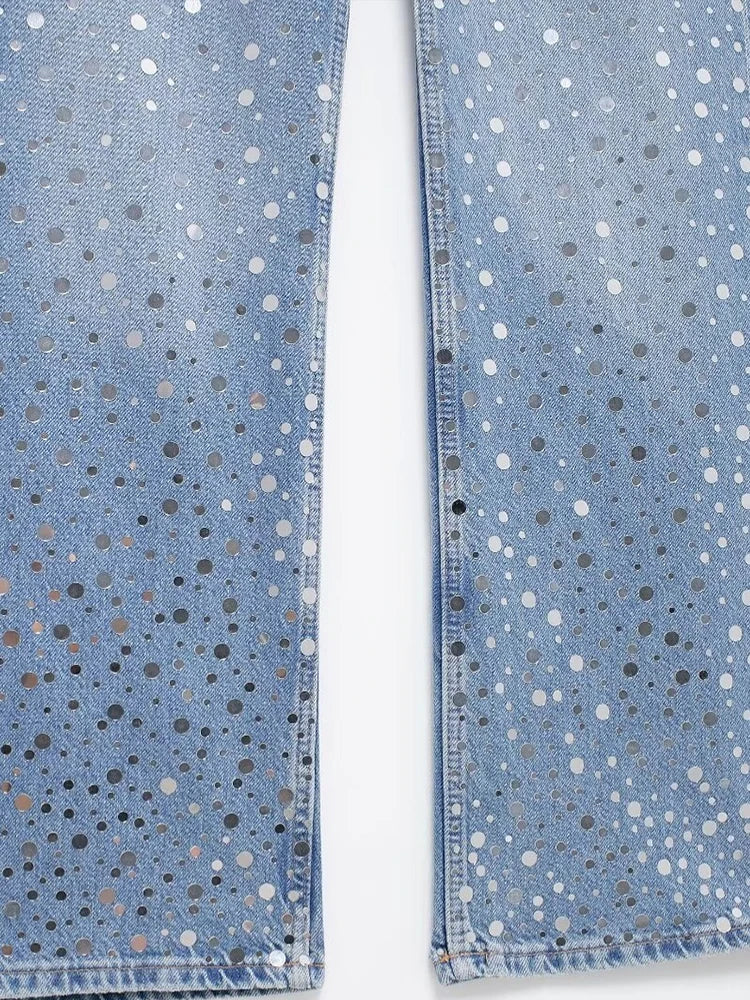 Marlene™ Pantalon Évasé Brillant