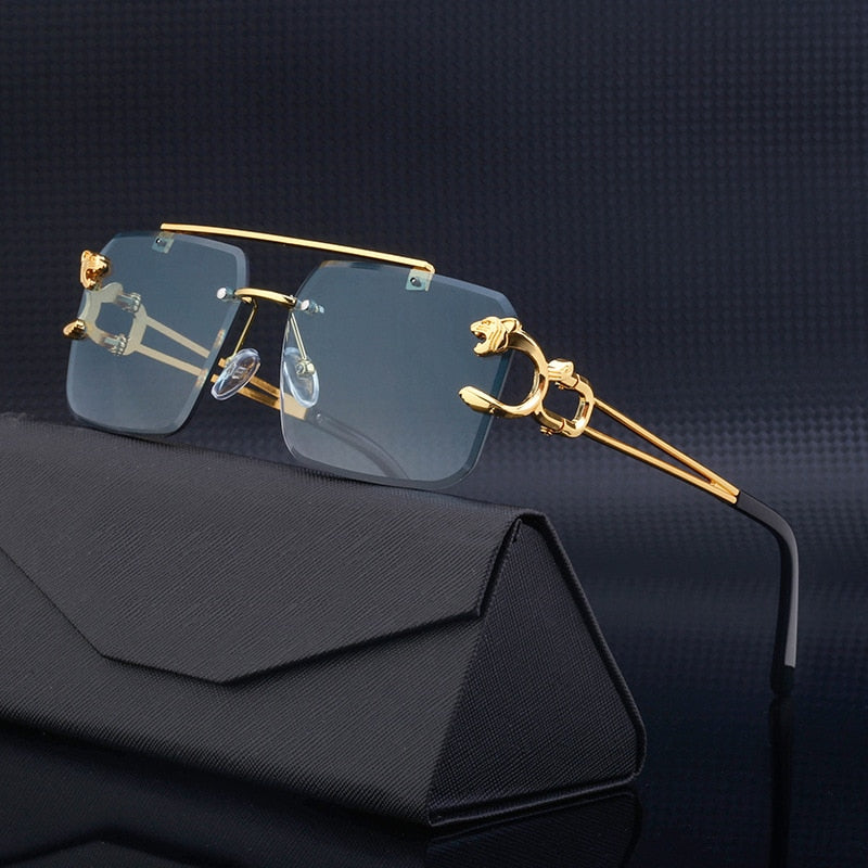 Lunettes de soleil sans monture à double pont avec dégradé