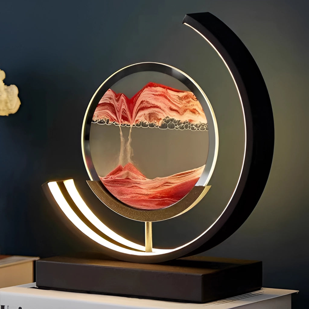 Lampe de table LED en sable – Peinture de sable 3D dynamique avec lumière LED