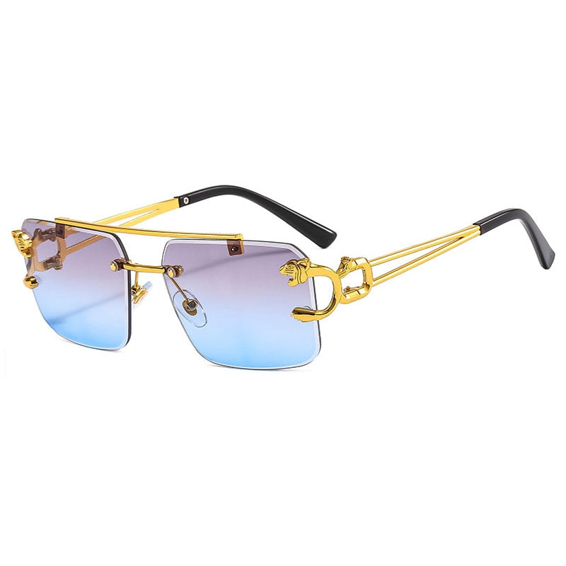 Lunettes de soleil sans monture à double pont avec dégradé