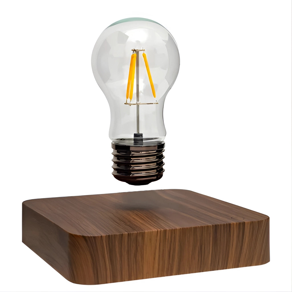 Lampe de bureau LED flottante – Lampe flottante magnétique avec base en noyer
