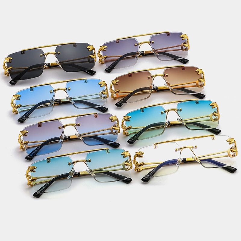 Lunettes de soleil sans monture à double pont avec dégradé