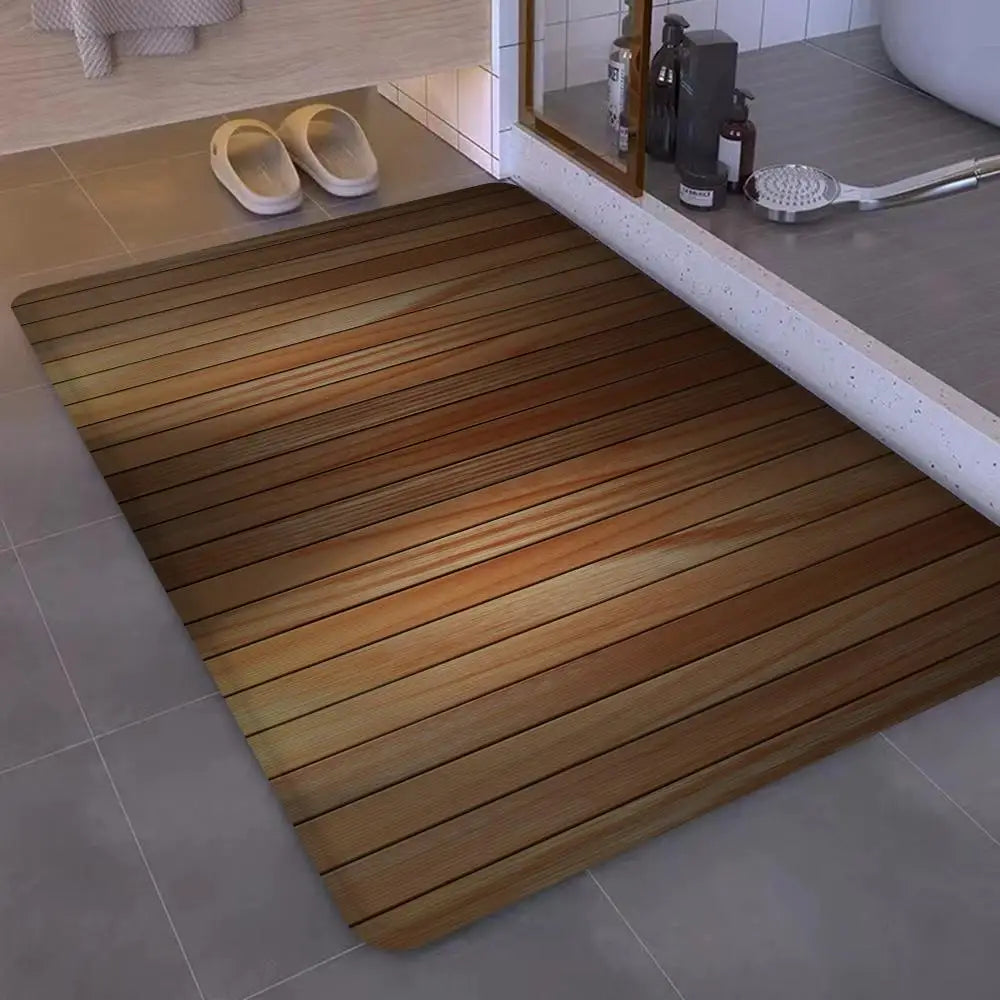 Tapis de sol en PVC imperméable avec motif bois – Élégant et robuste pour l'entrée et la salle de bain