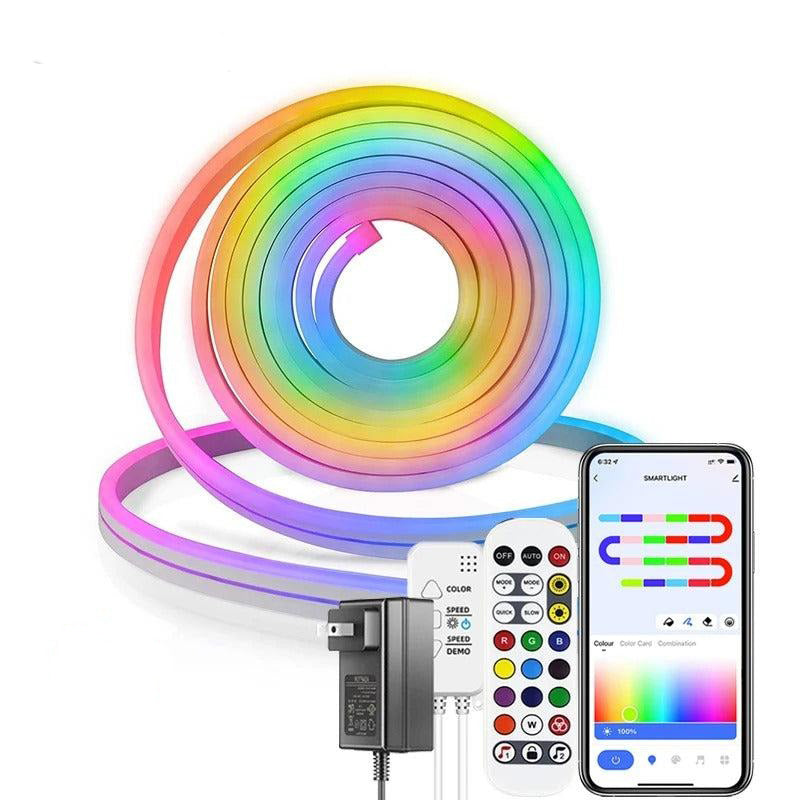 Bandes lumineuses LED néon flexibles – Contrôle intelligent, éclairage RGB synchronisé avec la musique