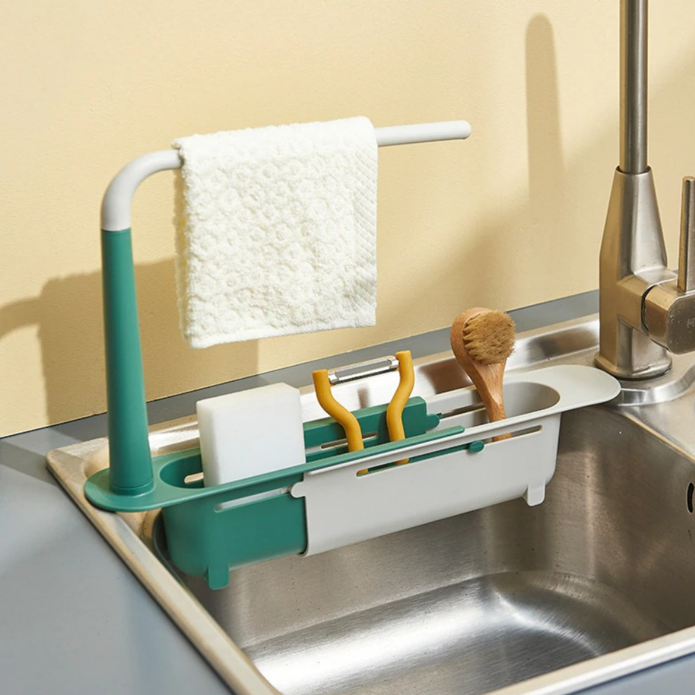 SpaceRack Organisateur de Lavabo Réglable - Étagère de Cuisine Compacte et Durable