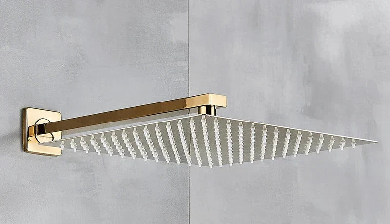 Ultra-Fin Douche Pluviale Dorée – Douche Carrée en Acier Inoxydable Réglable
