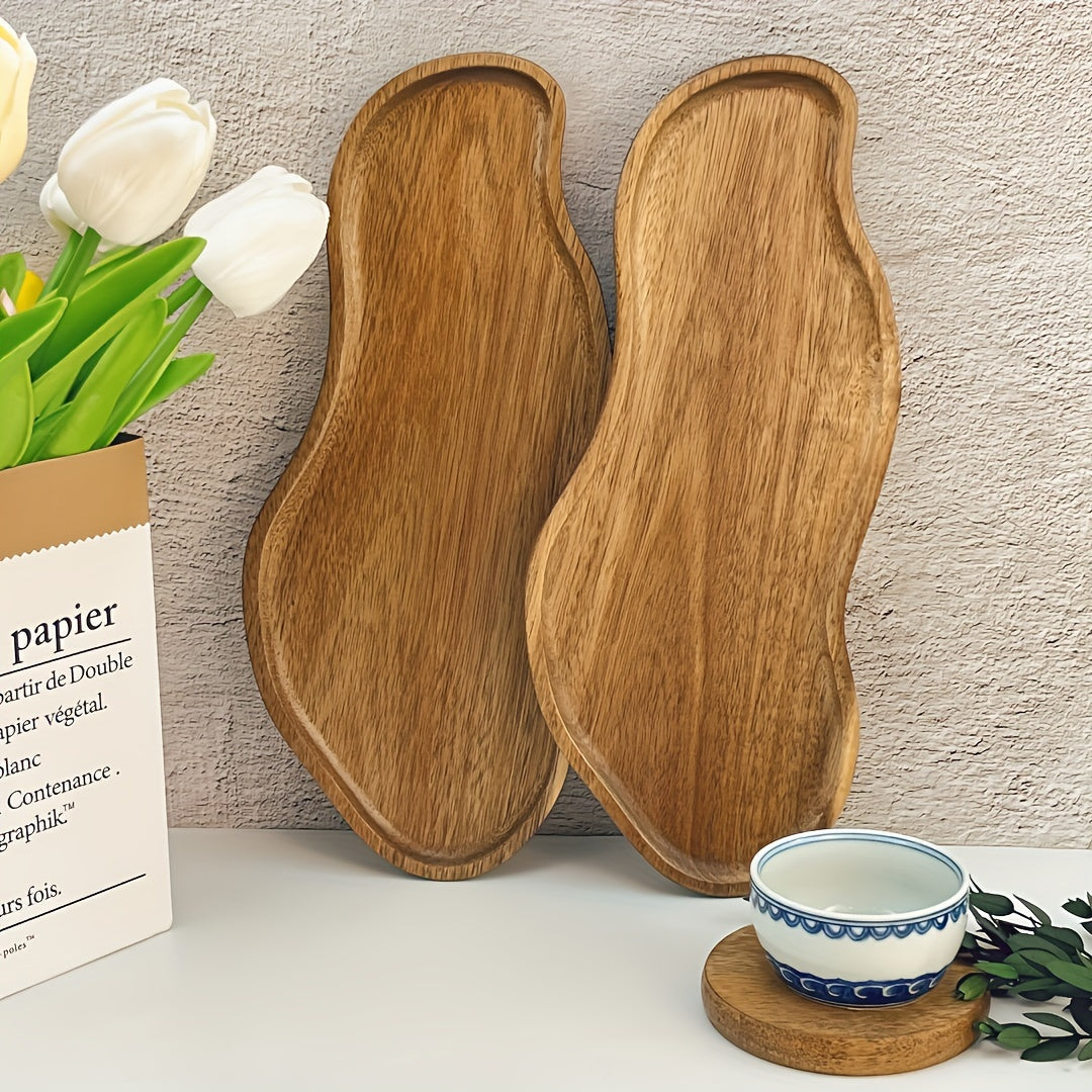 Plateau polyvalent en bois d'acacia pour le rangement et la décoration – Parfait pour les clés, les bijoux et les accessoires de bureau