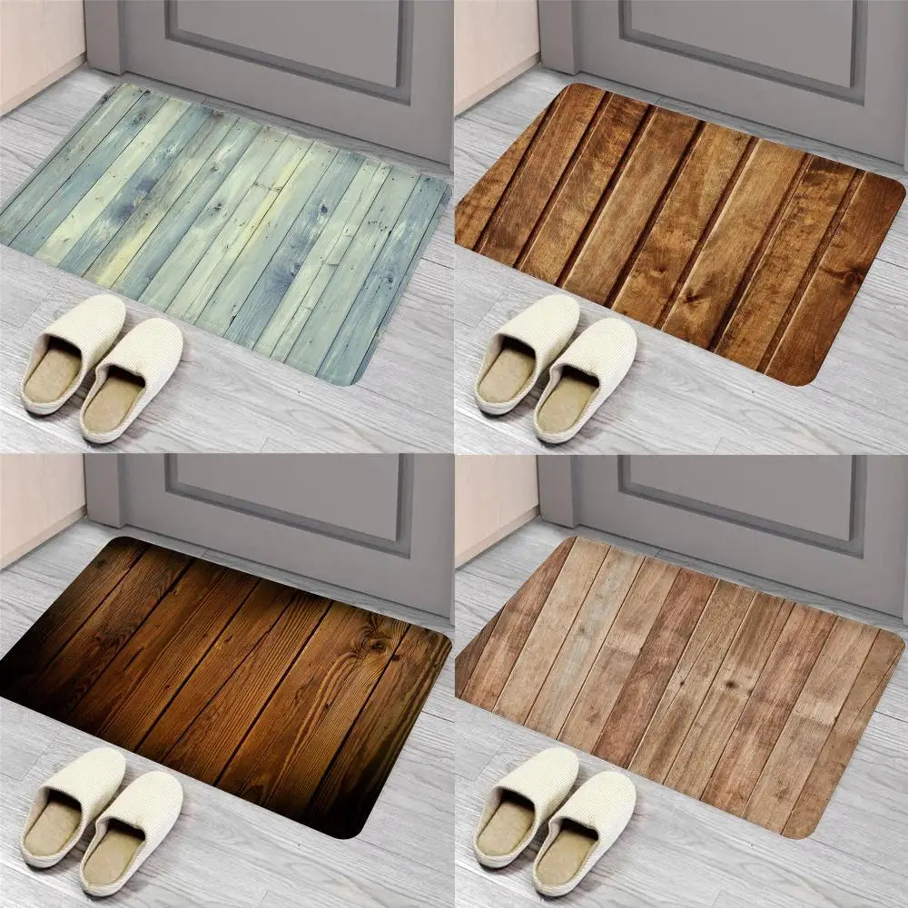 Tapis de sol en PVC imperméable avec motif bois – Élégant et robuste pour l'entrée et la salle de bain
