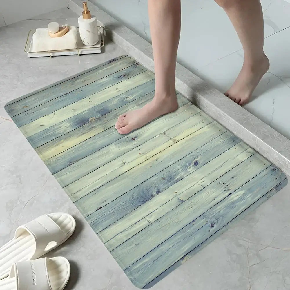 Tapis de sol en PVC imperméable avec motif bois – Élégant et robuste pour l'entrée et la salle de bain