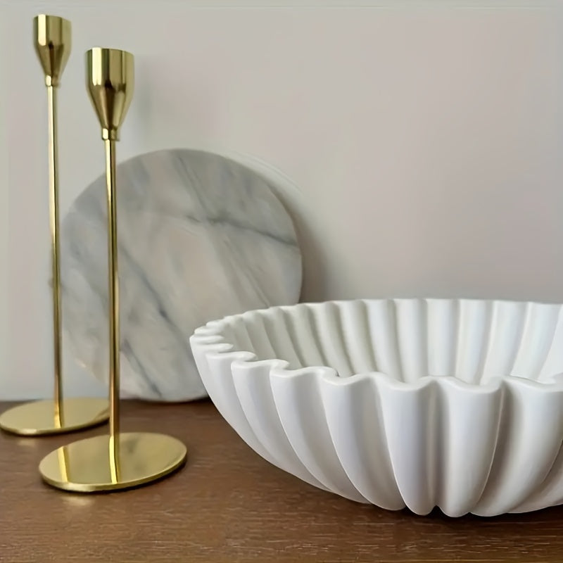 WhiteDecor Bol en Résine Flammée – Design Plissé Élégant pour une Décoration Intérieure Moderne