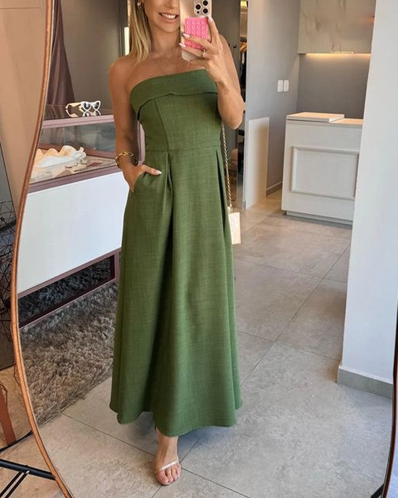Annie - Élégant robe midi sans bretelles