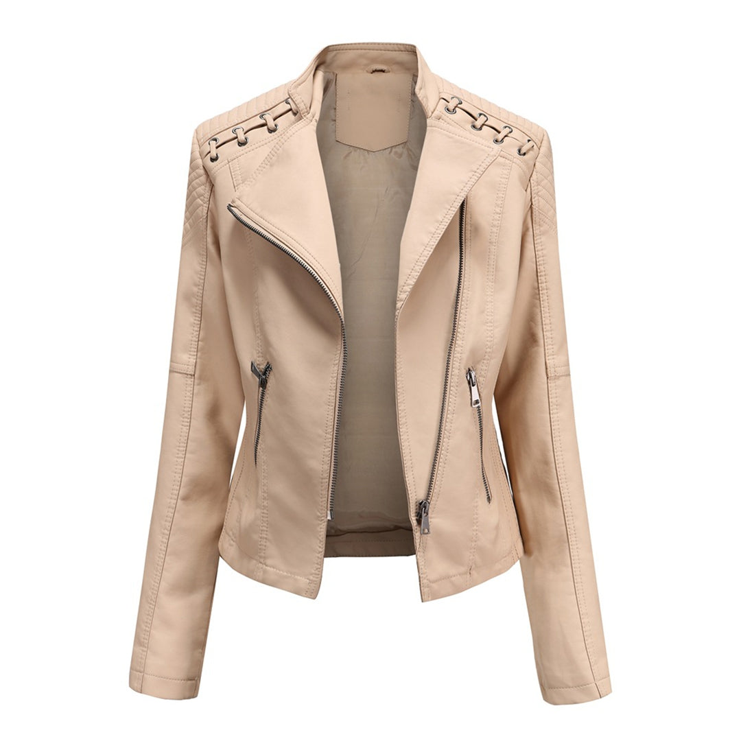 Veste de motard pour femmes en cuir imitation - look détendu et cool pour chaque saison