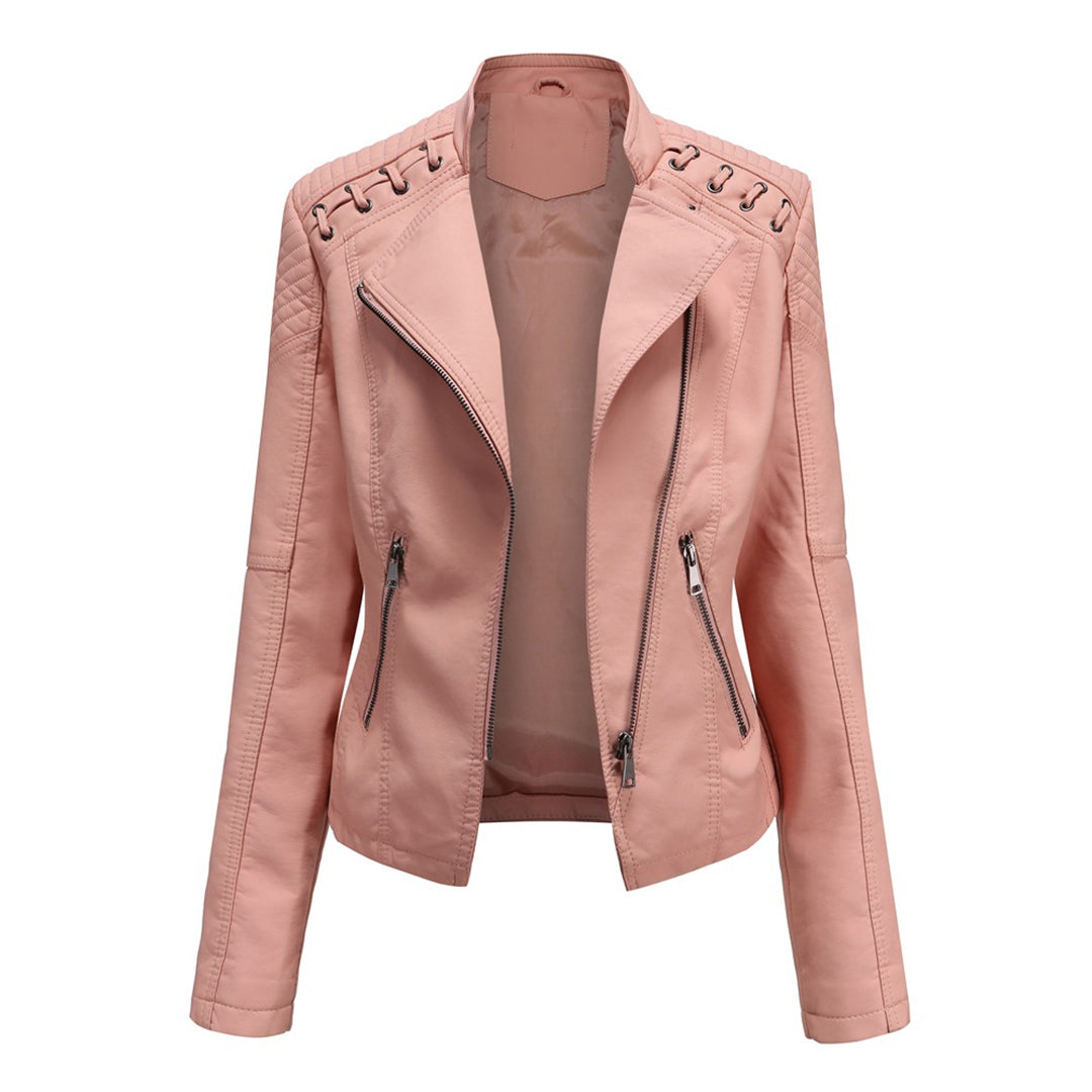 Veste de motard pour femmes en cuir imitation - look détendu et cool pour chaque saison