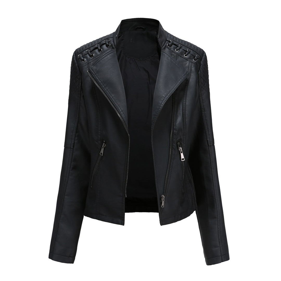 Veste de motard pour femmes en cuir imitation - look détendu et cool pour chaque saison