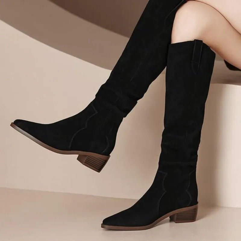 Bottes Vintage en Daim avec Volants pour Femmes