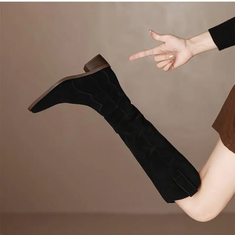 Bottes Vintage en Daim avec Volants pour Femmes