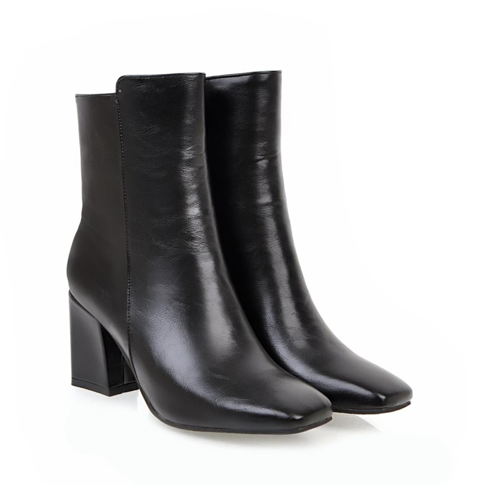 Bottines Élégantes à Talons Hauts en Rouge pour Femmes
