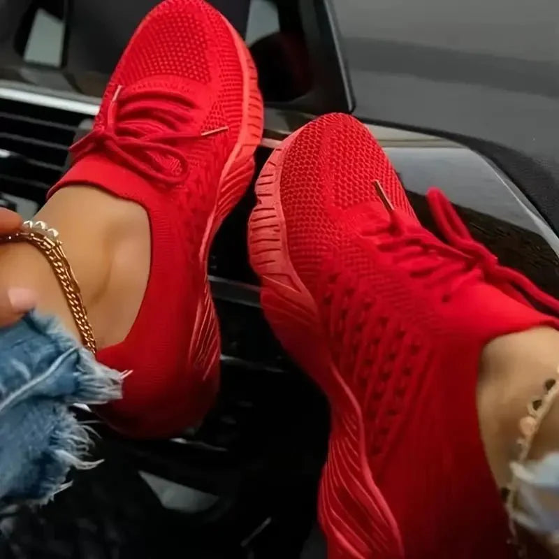 Chaussures Confortables à Lacets en Maille pour Femmes